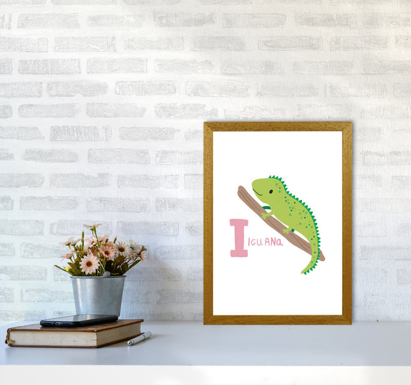 Alphabet Animals, I Is For Iguana Framed Nursey Wall Art Print A3 Print Only