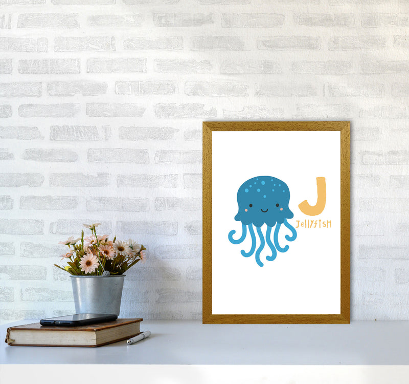 Alphabet Animals, J Is For Jellyfish Framed Nursey Wall Art Print A3 Print Only