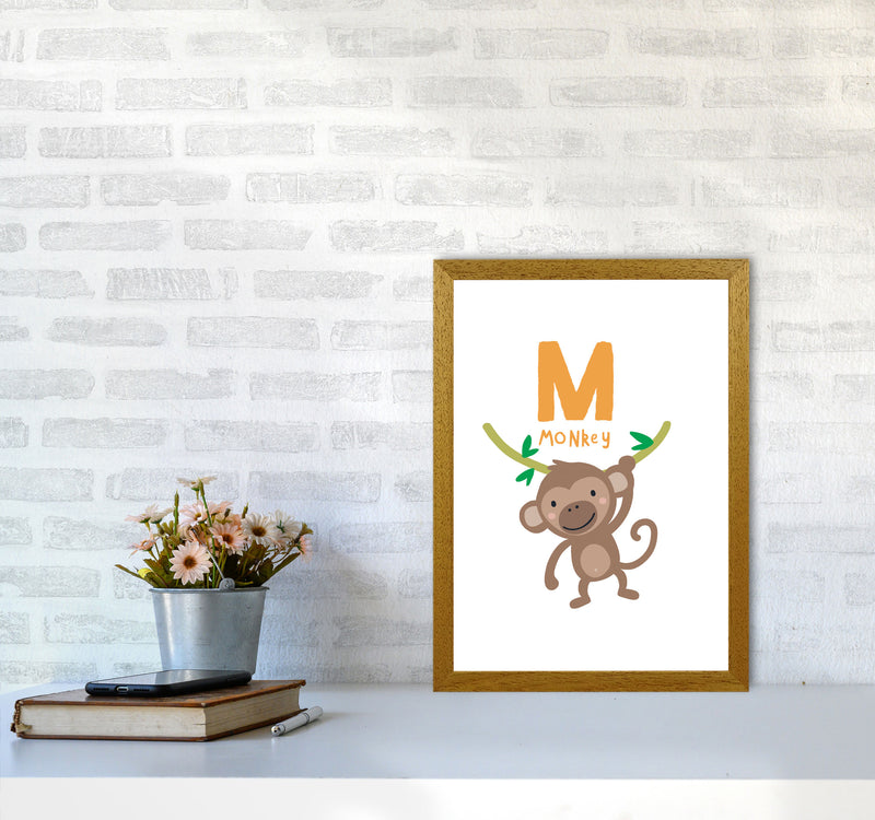 Alphabet Animals, M Is For Monkey Framed Nursey Wall Art Print A3 Print Only