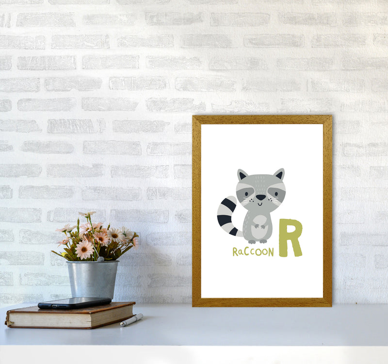 Alphabet Animals, R Is For Raccoon Framed Nursey Wall Art Print A3 Print Only