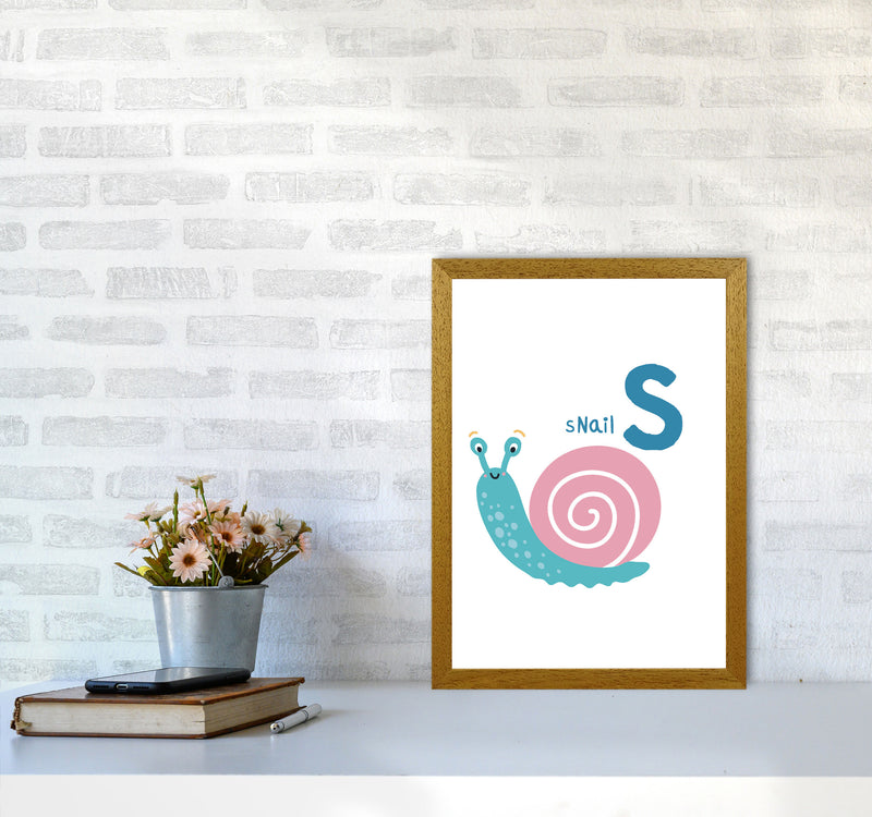 Alphabet Animals, S Is For Snail Framed Nursey Wall Art Print A3 Print Only