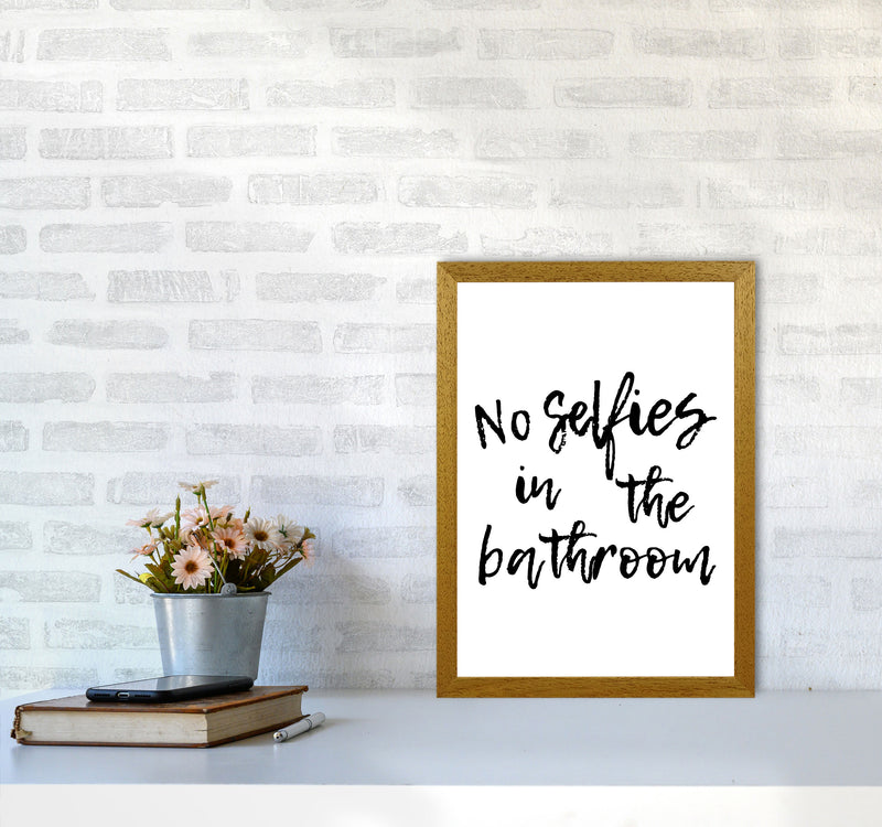 No Selfies, Bathroom Modern Print, Framed Bathroom Wall Art A3 Print Only
