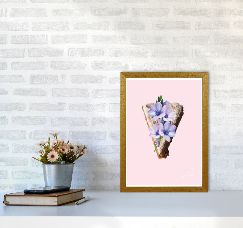 Pink Coffee Cake Floral Food Print, Framed Kitchen Wall Art A3 Print Only