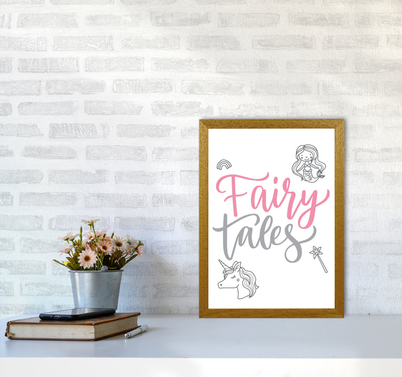 Fairy Tales Pink And Grey Framed Nursey Wall Art Print A3 Print Only