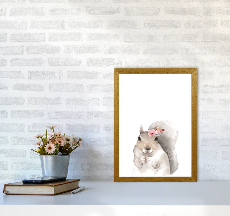 Forest Friends, Floral Cute Squirrel Modern Print Animal Art Print A3 Print Only