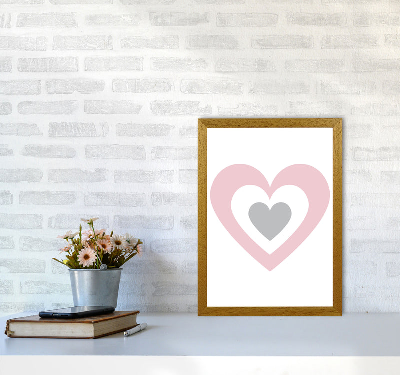 Pink And Grey Heart Modern Print A3 Print Only