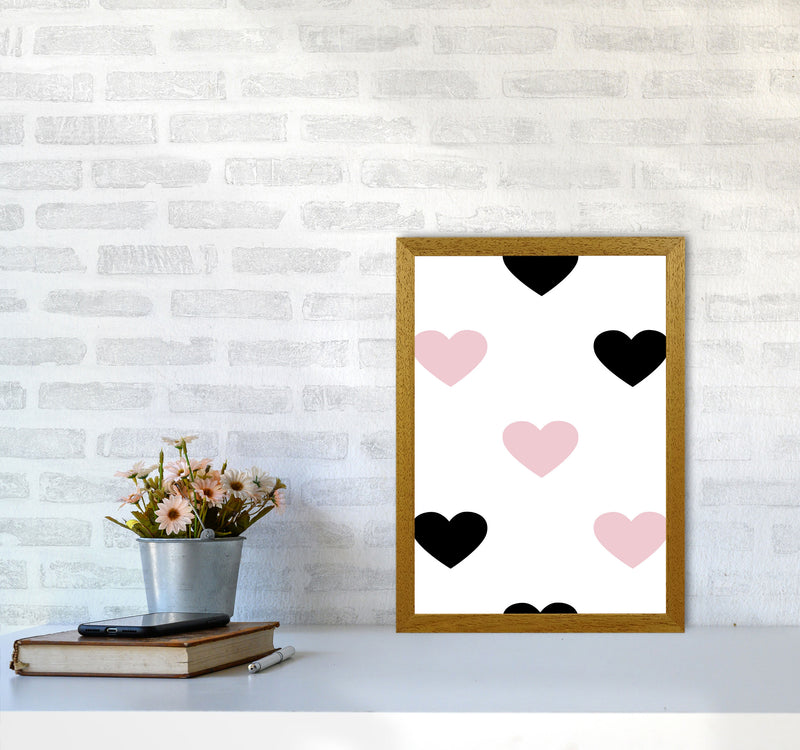 Pink And Black Hearts Modern Print A3 Print Only
