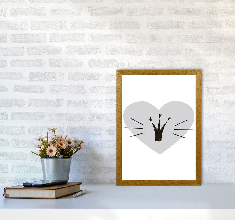 Crown With Grey Heart Framed Nursey Wall Art Print A3 Print Only