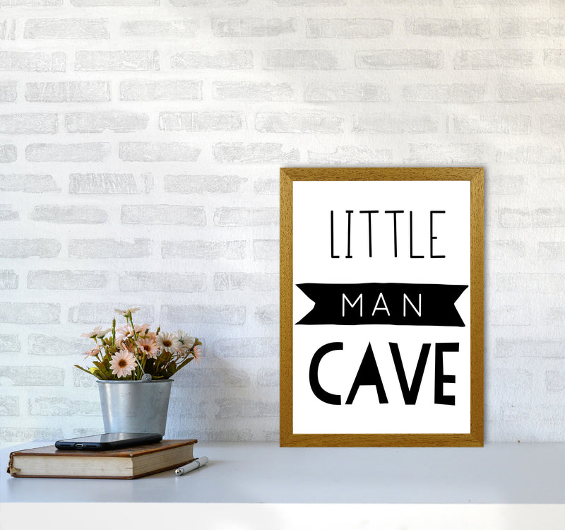 Little Man Cave Black Banner Framed Nursey Wall Art Print A3 Print Only