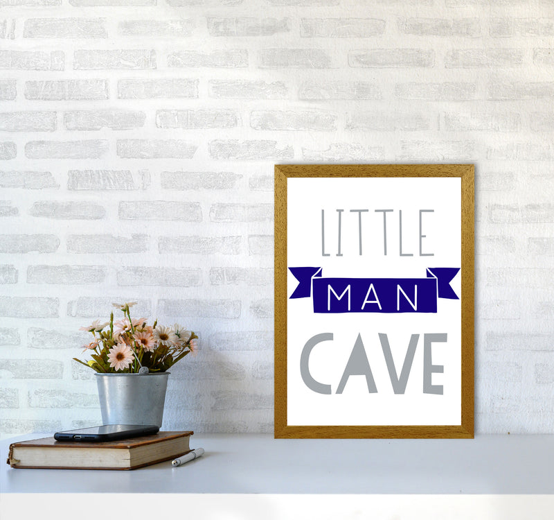 Little Man Cave Navy Banner Framed Nursey Wall Art Print A3 Print Only