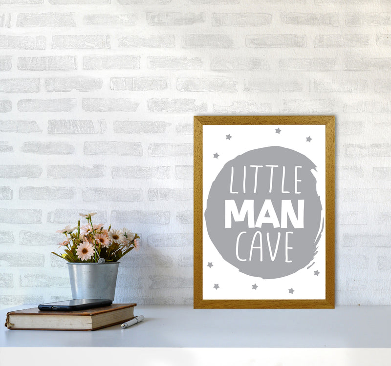 Little Man Cave Grey Circle Framed Nursey Wall Art Print A3 Print Only