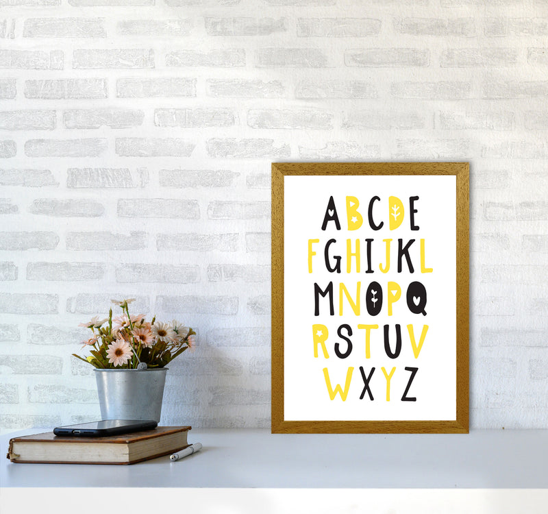 Black And Yellow Alphabet Framed Nursey Wall Art Print A3 Print Only