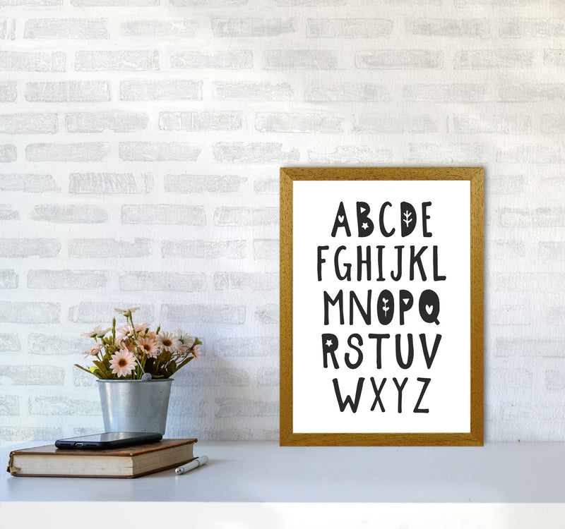 Black Alphabet Framed Nursey Wall Art Print A3 Print Only