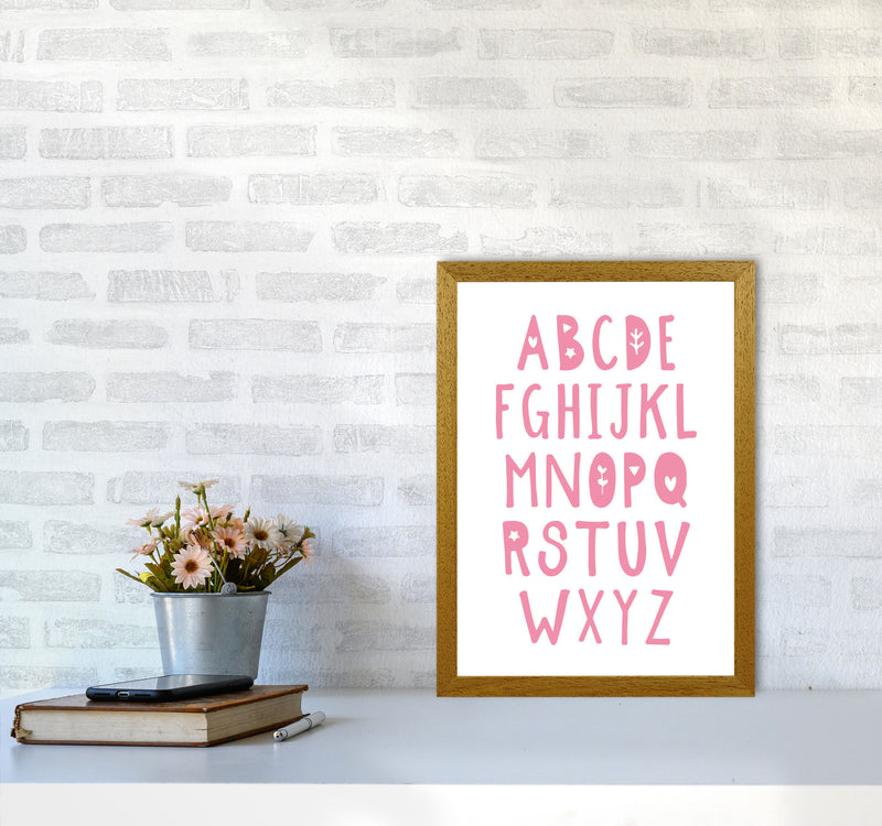 Bright Pink Alphabet Framed Nursey Wall Art Print A3 Print Only