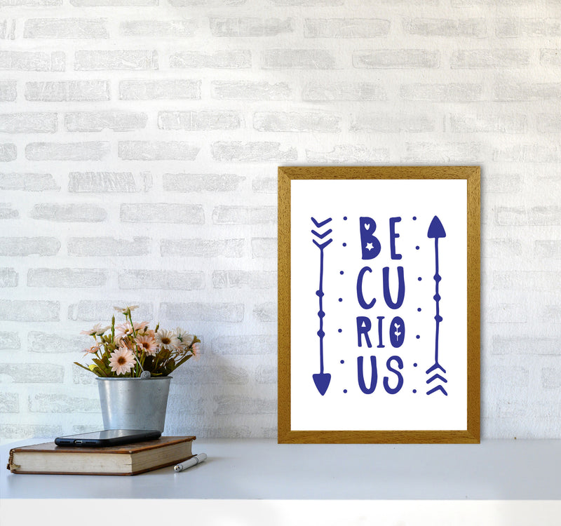 Be Curious Navy Framed Typography Wall Art Print A3 Print Only