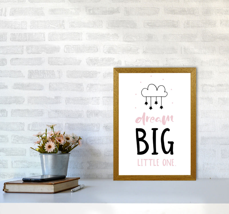 Dream Big Little One Pink And Black Framed Nursey Wall Art Print A3 Print Only