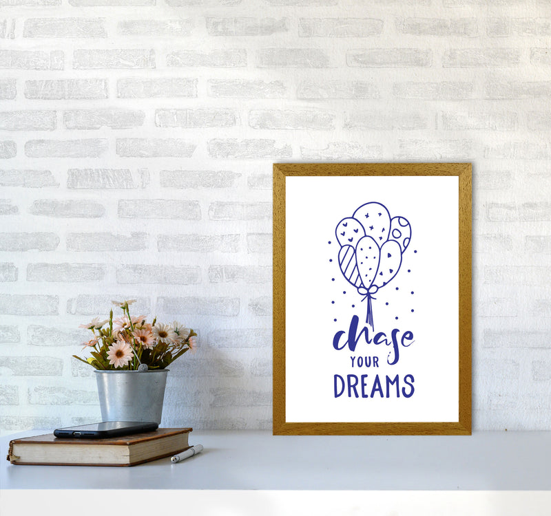 Chase Your Dreams Navy Framed Typography Wall Art Print A3 Print Only