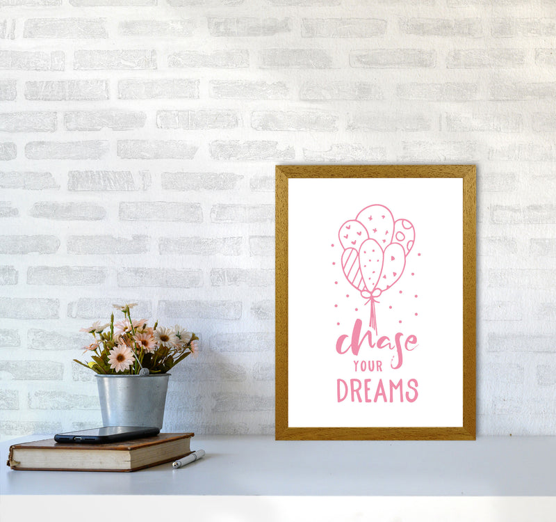 Chase Your Dreams Pink Framed Typography Wall Art Print A3 Print Only