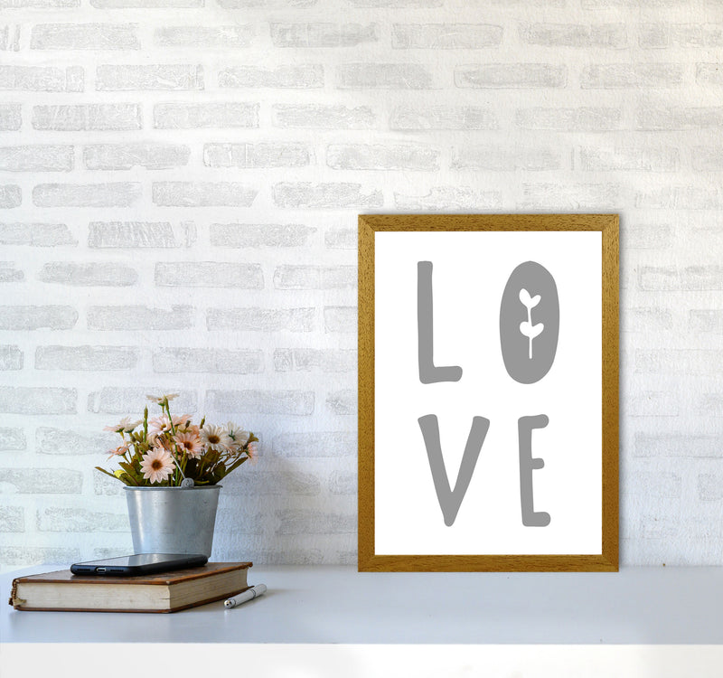 Love Grey Framed Typography Wall Art Print A3 Print Only
