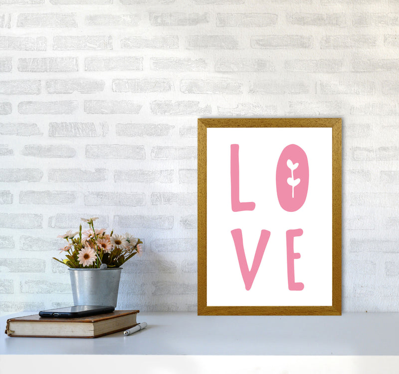 Love Pink Framed Typography Wall Art Print A3 Print Only
