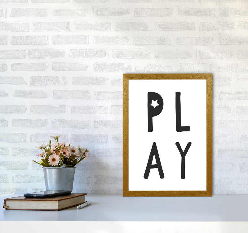 Play Black Framed Typography Wall Art Print A3 Print Only
