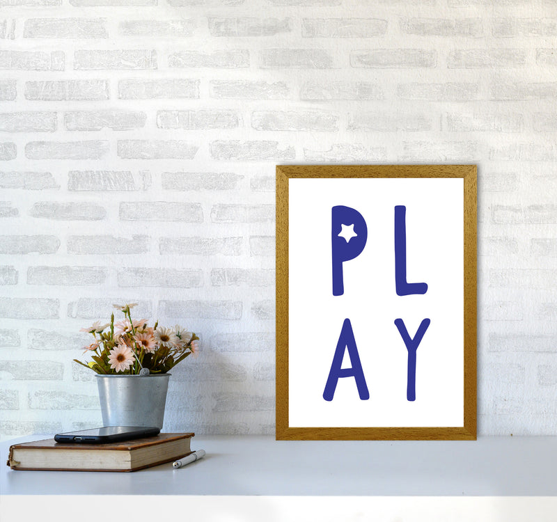 Play Navy Framed Typography Wall Art Print A3 Print Only