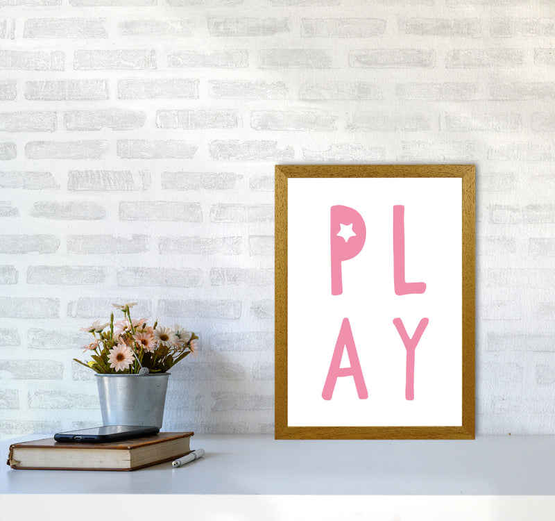 Play Pink Framed Typography Wall Art Print A3 Print Only