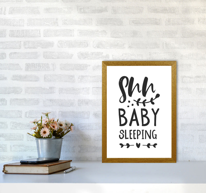 Shh Baby Sleeping Black Framed Nursey Wall Art Print A3 Print Only