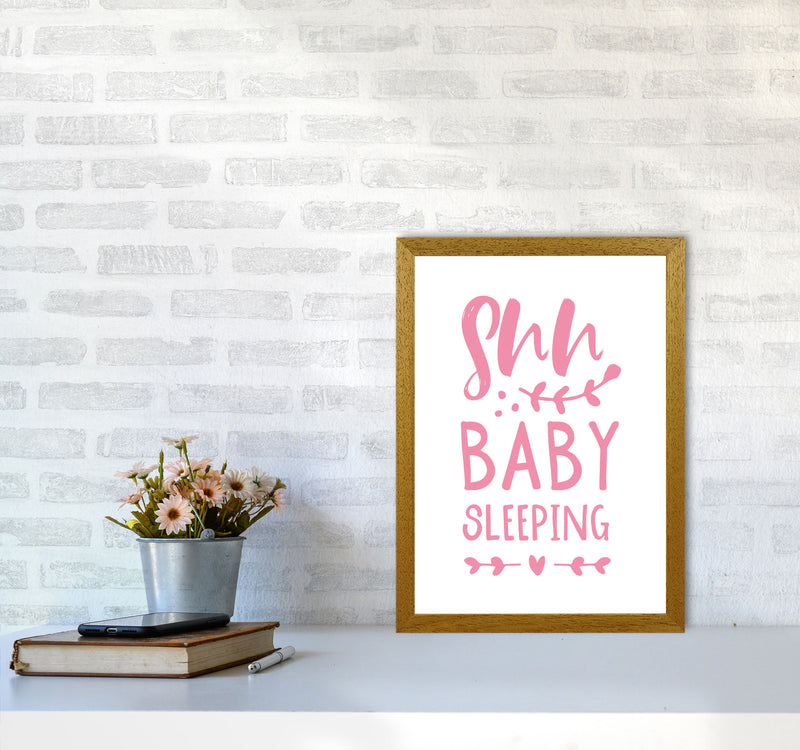 Shh Baby Sleeping Pink Framed Nursey Wall Art Print A3 Print Only