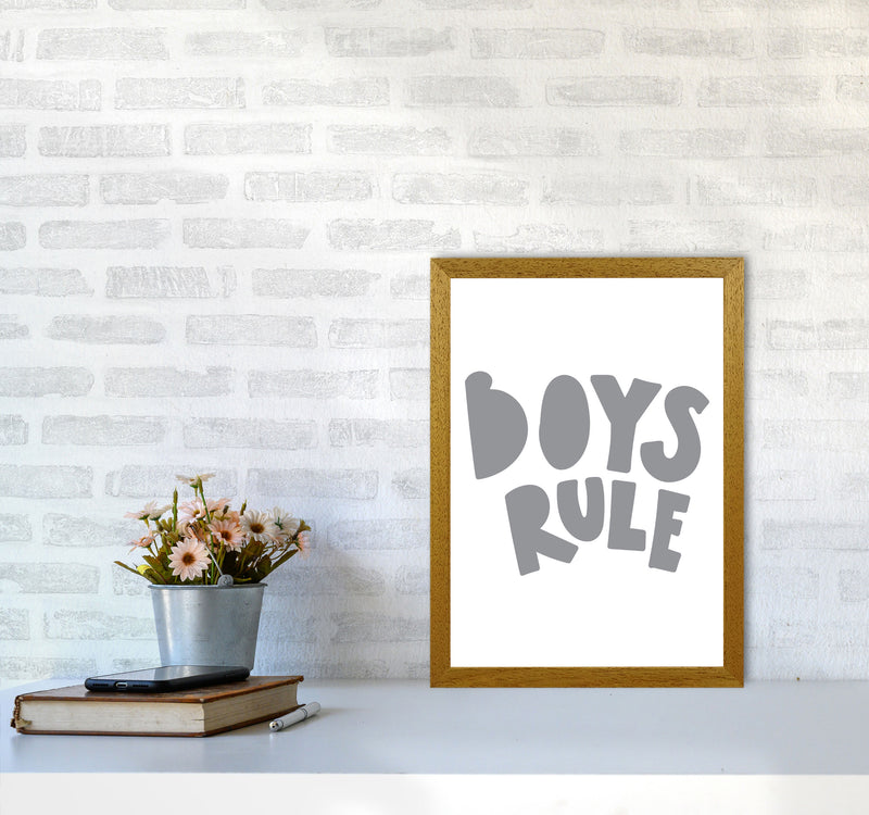 Boys Rule Grey Framed Nursey Wall Art Print A3 Print Only