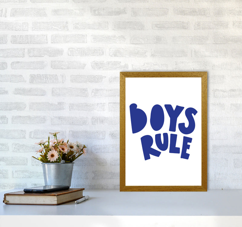 Boys Rule Navy Framed Nursey Wall Art Print A3 Print Only