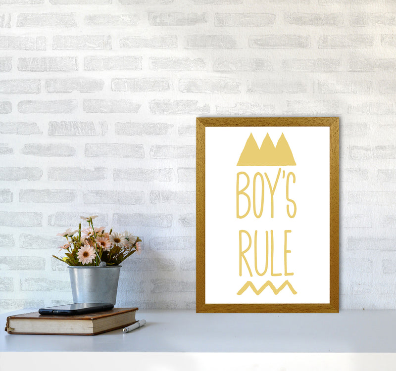 Boys Rule Gold Framed Nursey Wall Art Print A3 Print Only