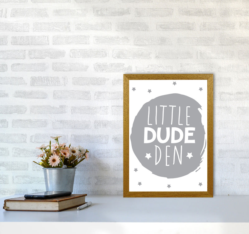 Little Dude Den Grey Circle Framed Nursey Wall Art Print A3 Print Only