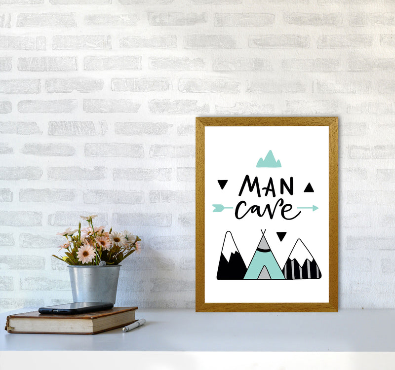 Man Cave Mountains Mint And Black Framed Typography Wall Art Print A3 Print Only
