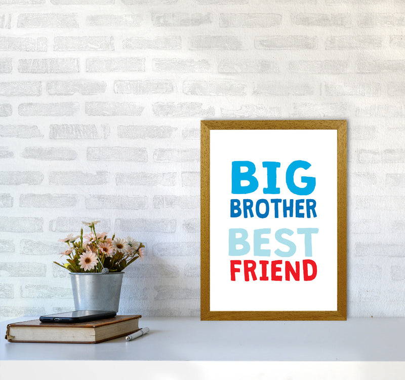 Big Brother Best Friend Blue Framed Typography Wall Art Print A3 Print Only