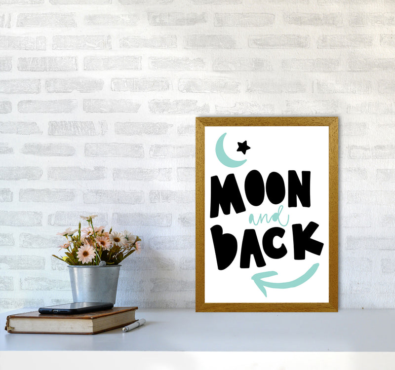 Moon And Back Black And Mint Framed Typography Wall Art Print A3 Print Only