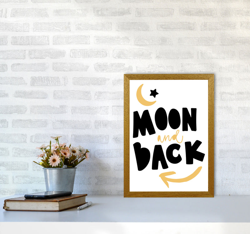 Moon And Back Mustard And Black Framed Typography Wall Art Print A3 Print Only
