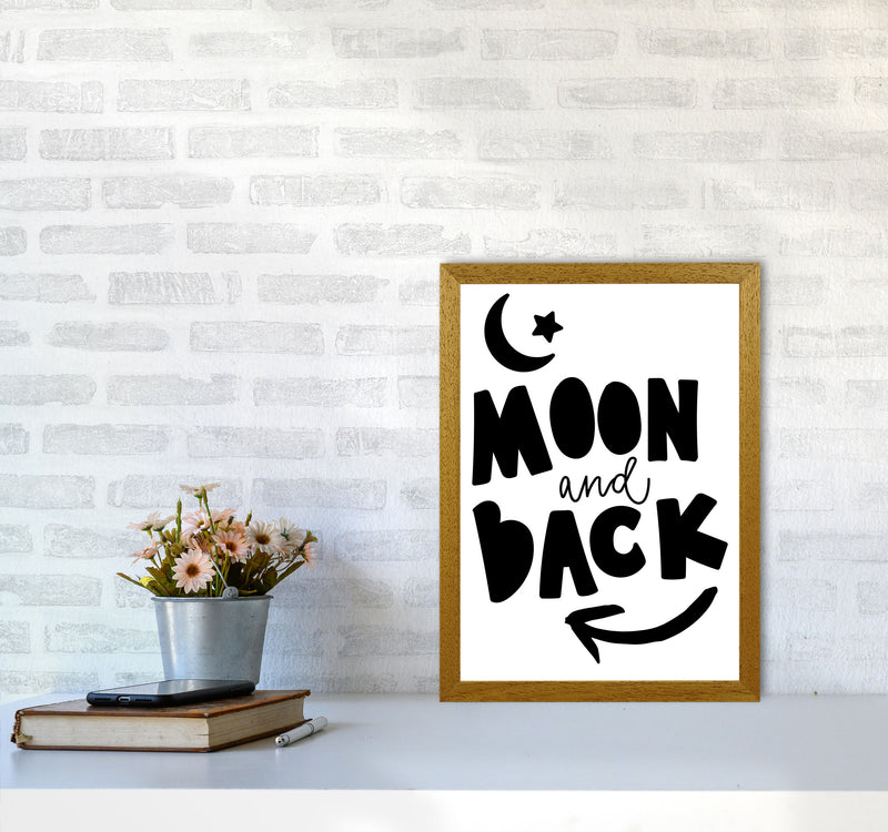 Moon And Back Black Framed Typography Wall Art Print A3 Print Only