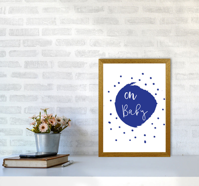 Oh Baby Navy Framed Typography Wall Art Print A3 Print Only