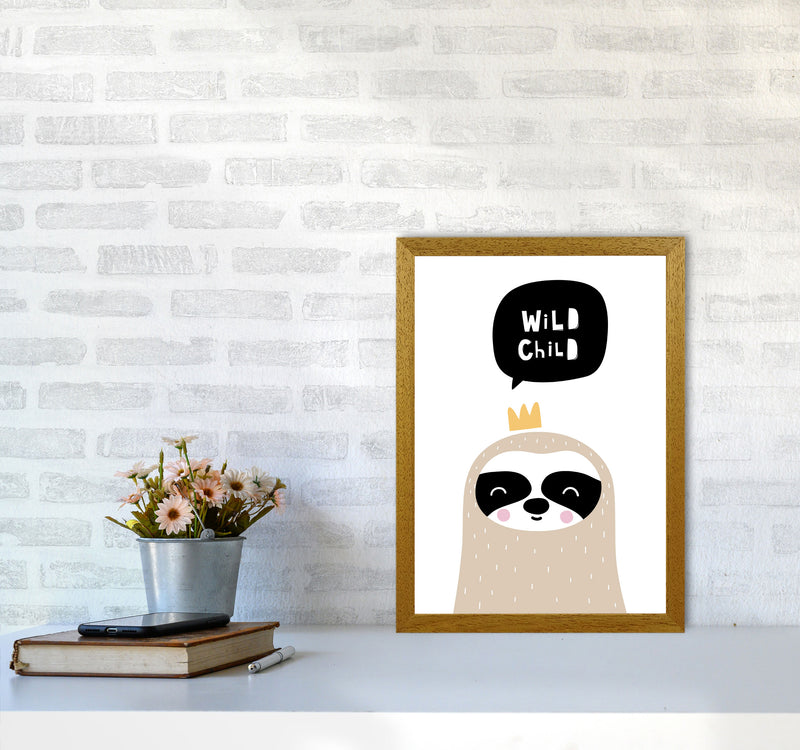 Wild Child Sloth Framed Nursey Wall Art Print A3 Print Only