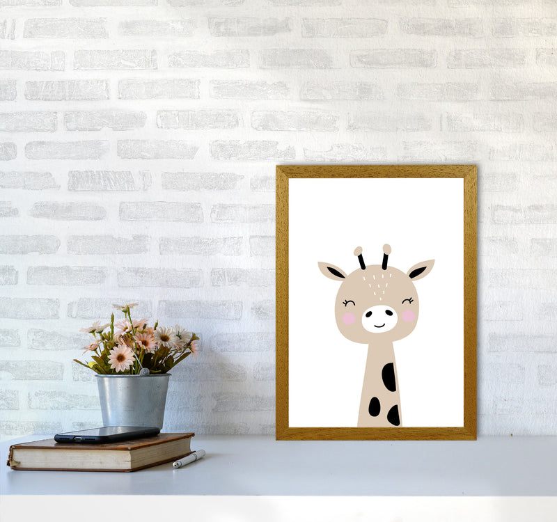 Scandi Brown Giraffe Framed Nursey Wall Art Print A3 Print Only