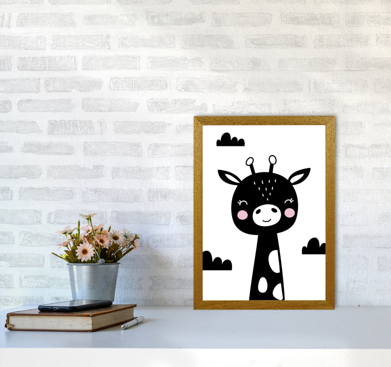 Scandi Black Giraffe Framed Nursey Wall Art Print A3 Print Only