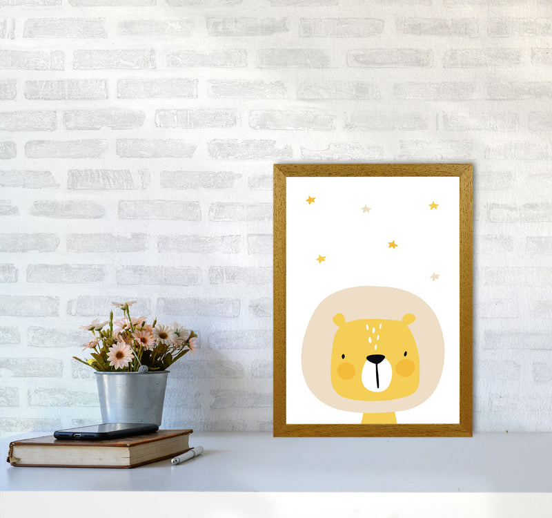 Scandi Lion And Stars Framed Nursey Wall Art Print A3 Print Only