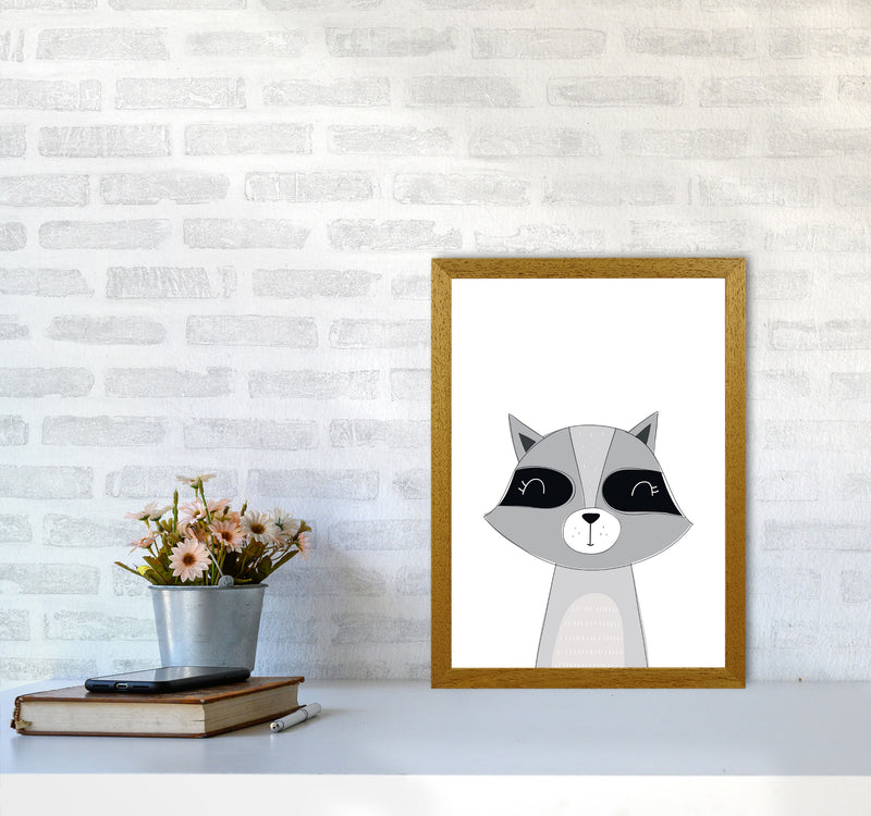 Scandi Raccoon Framed Nursey Wall Art Print A3 Print Only