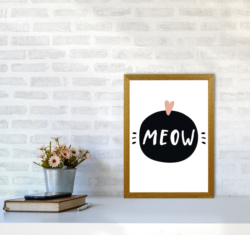 Meow Framed Typography Wall Art Print A3 Print Only