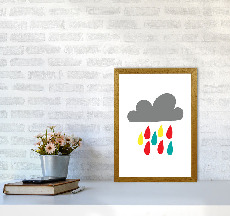 Grey Rain Cloud Framed Nursey Wall Art Print A3 Print Only