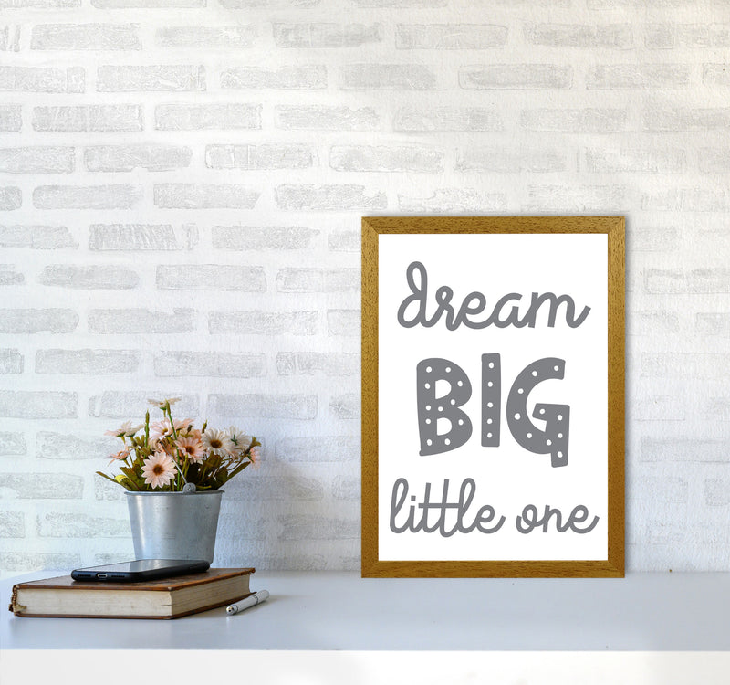 Dream Big Little One Grey Framed Nursey Wall Art Print A3 Print Only