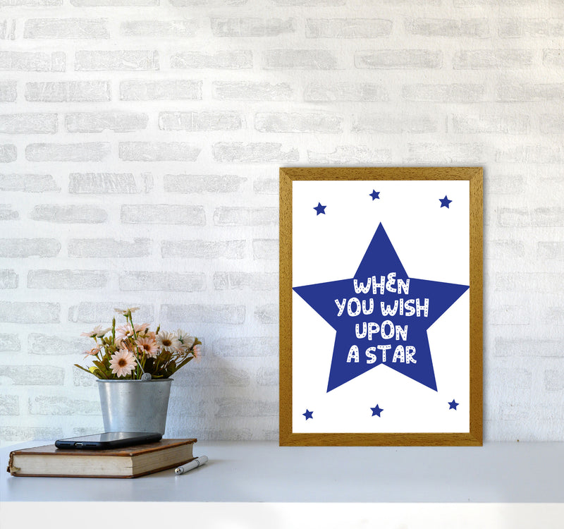 Wish Upon A Star Navy Framed Nursey Wall Art Print A3 Print Only