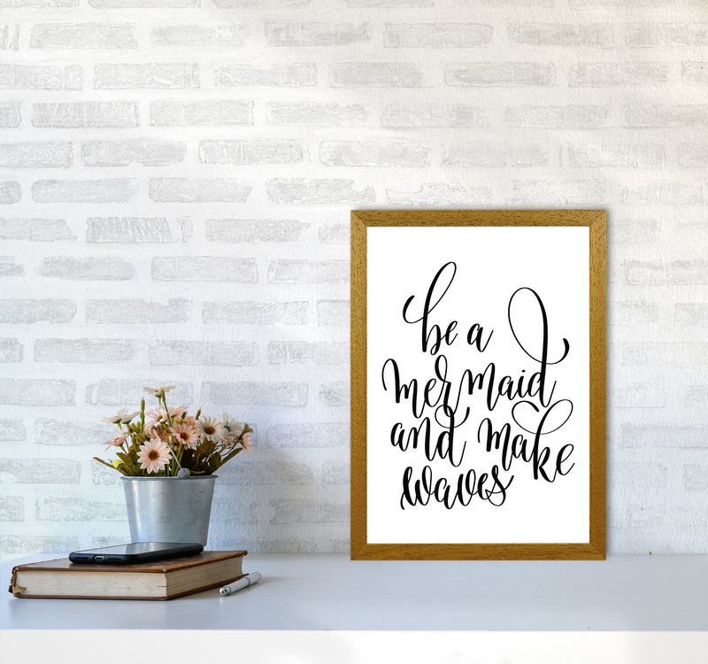Be A Mermaid Black Framed Typography Wall Art Print A3 Print Only