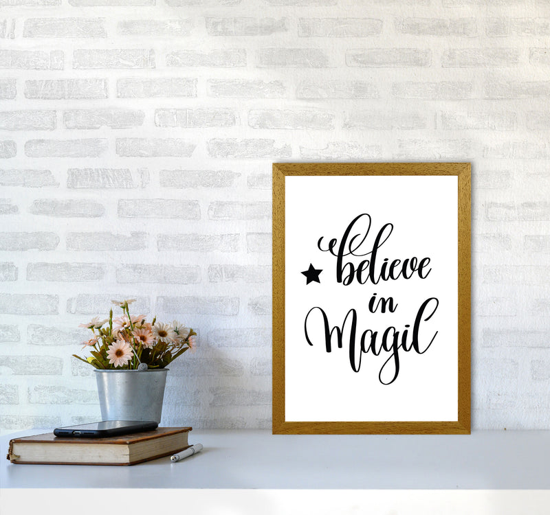 Believe In Magic Black Framed Typography Wall Art Print A3 Print Only